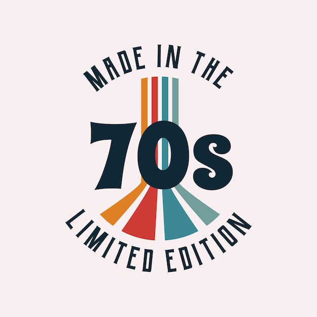 Hecho en los años 70 logotipo retro diseño hipster de moda logotipo groovy con cintas coloridas