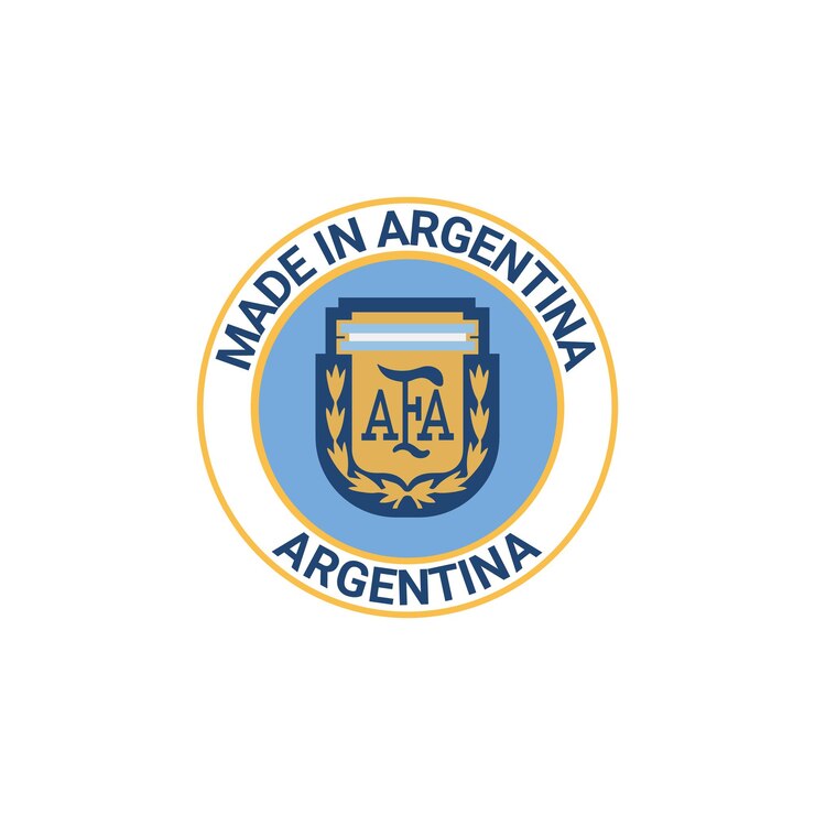 Hecho en argentina icono de etiqueta redonda. sello, signo, pegatina, insignia, símbolo, emblema, logotipo.