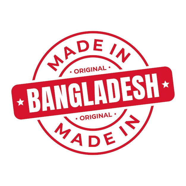 Hecho en Bangladesh Sello Logo Icono Símbolo Diseño Sello Nacional Original Producto Insignia Vector
