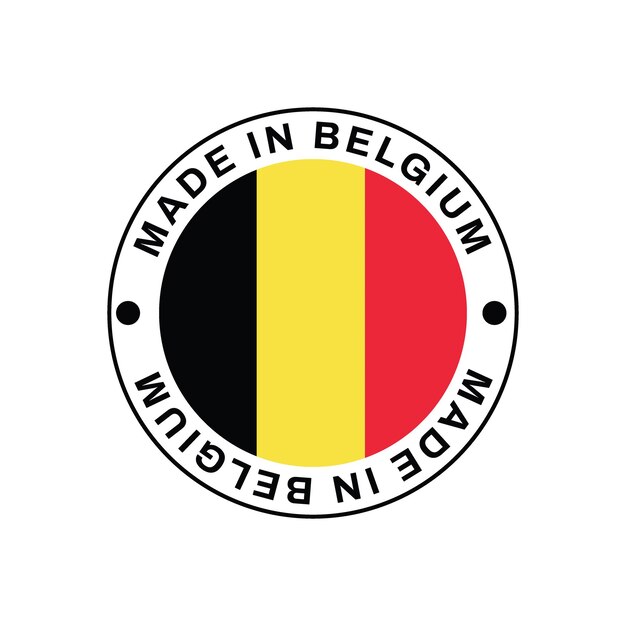 hecho en BELGICO sello en círculo con bandera en fondo blanco ilustración vectorial
