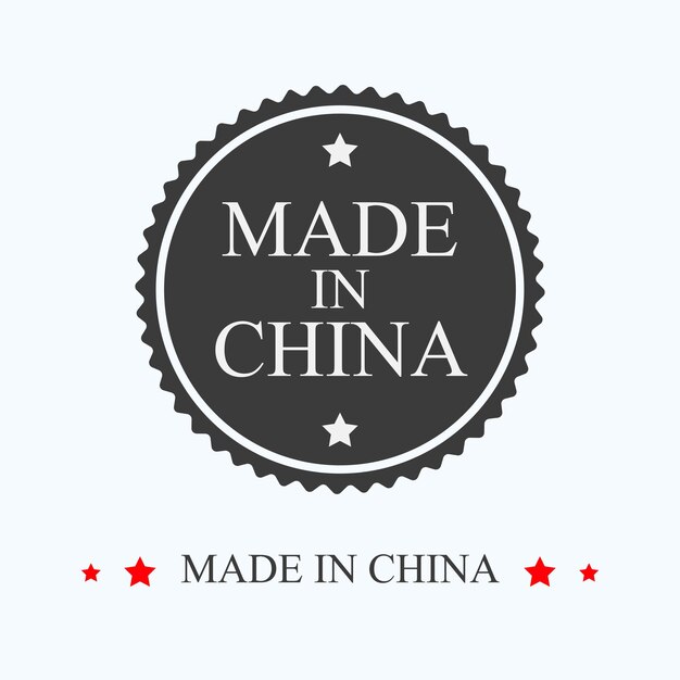 Hecho en China Estampilla de etiqueta Negro Etiqueta de exportación Estampa de país