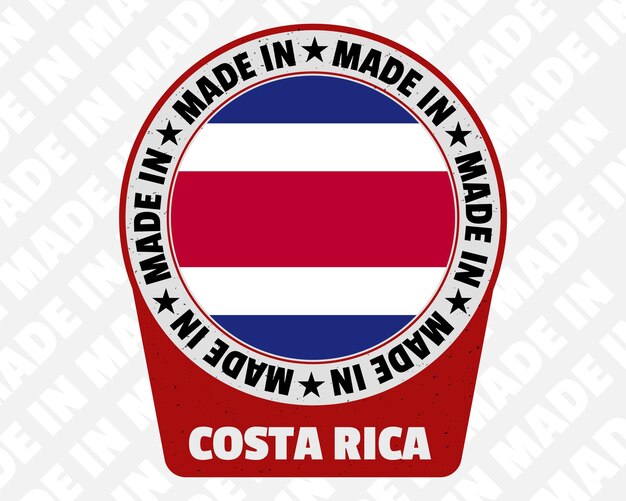 Vector hecho en costa rica insignia vectorial icono aislado con diseño de signo de marca de origen de bandera de país