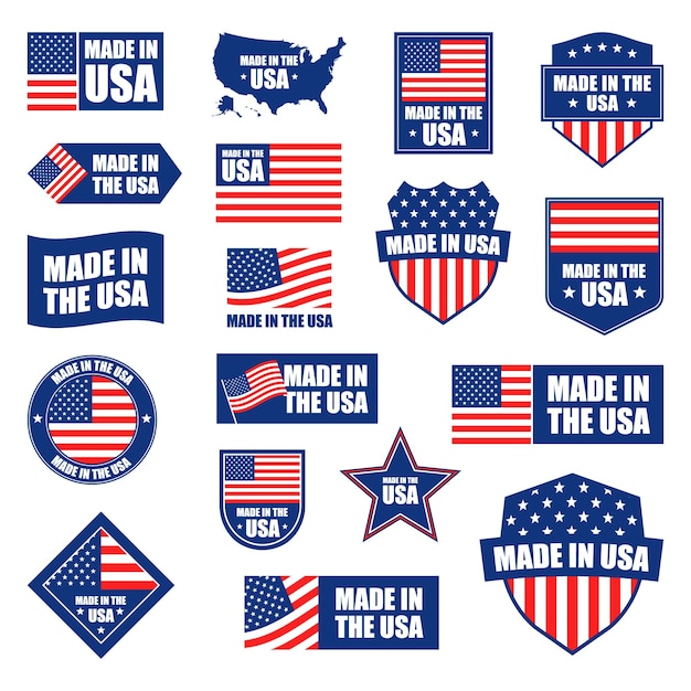 Hecho en los Estados Unidos Hecho en la insignia de los Estados Unidos Logos y etiquetas