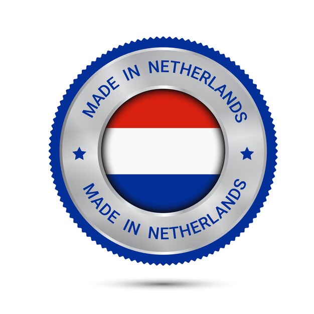 Hecho en Holanda vector logo Diseño de logotipo de banderas holandesas e iconos insignia de confianza
