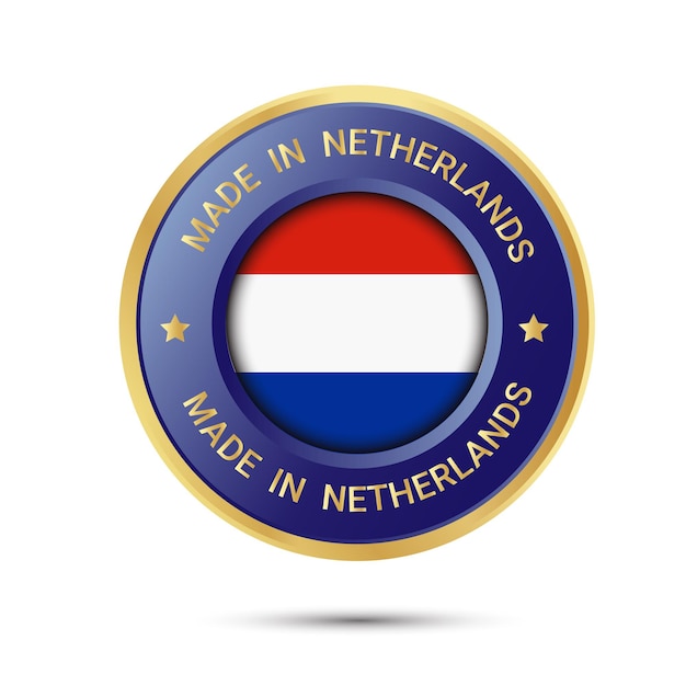 Hecho en Holanda vector logo Diseño de logotipo de banderas holandesas e iconos insignia de confianza