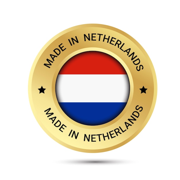 Hecho en Holanda vector logo Diseño de logotipo de banderas holandesas e iconos insignia de confianza