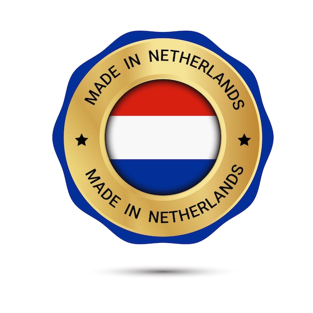 Hecho en Holanda vector logo Diseño de logotipo de banderas holandesas e iconos insignia de confianza