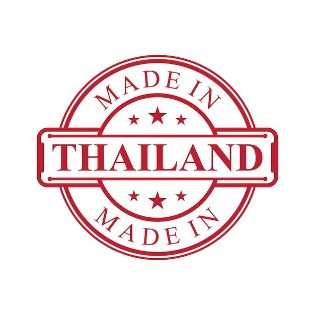 Hecho en icono de etiqueta de Tailandia con emblema de color rojo sobre fondo blanco Elemento de diseño de emblema de logotipo de calidad vectorial Ilustración vectorial EPS8 EPS10