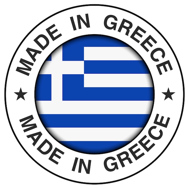 Hecho en icono de grecia, botón circular.