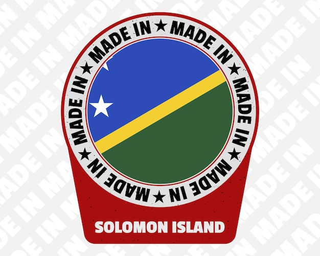 Hecho en el icono de la insignia vectorial de las Islas Salomón con el origen de la bandera del país que marca el diseño del signo del sello