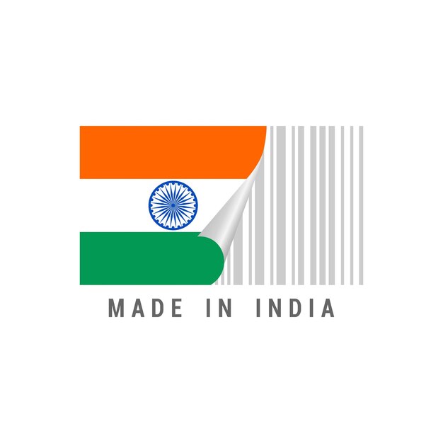 hecho en la India gráfico vectorial con bandera de la India enrollado en concepto de código de barras