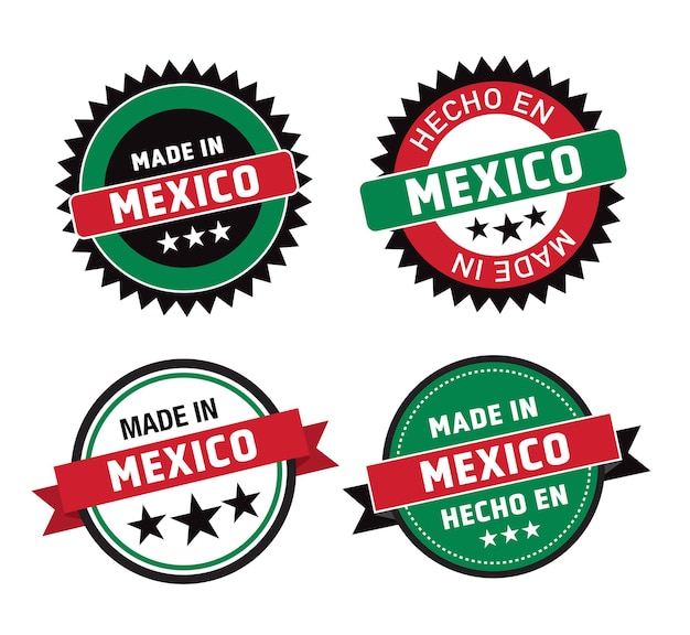 Hecho en México símbolo emblema rojo etiqueta adhesiva