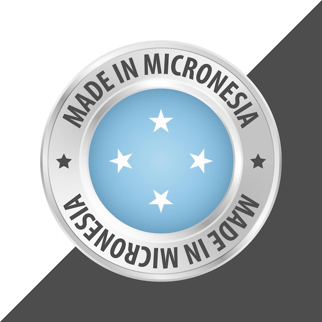 Hecho en Micronesia estampilla insignia de bandera ilustración vectorial del logotipo