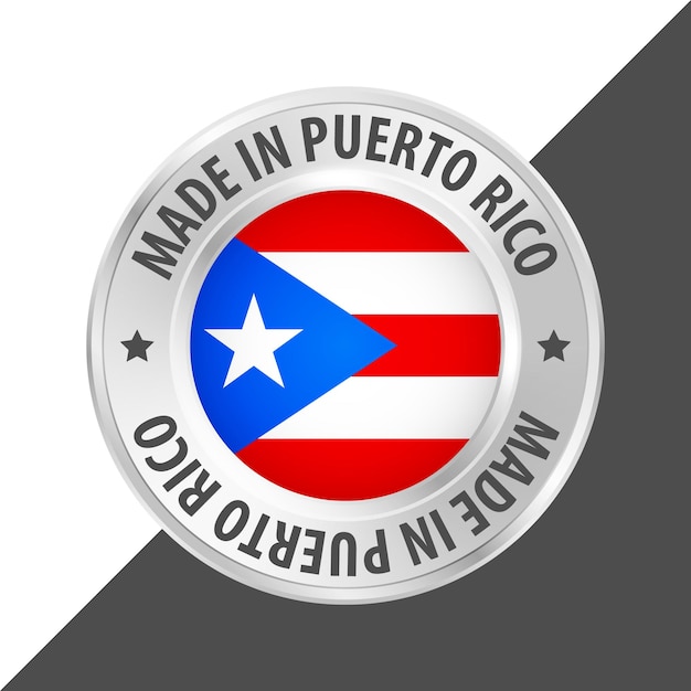 Hecho en Puerto Rico sello insignia de bandera ilustración vectorial del logotipo