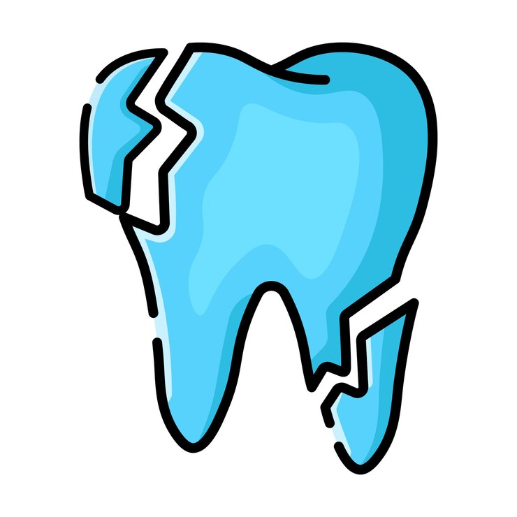 Vector hecho en el reino unido la higiene es crucial incluso para un icono vectorial de diente azul agrietado