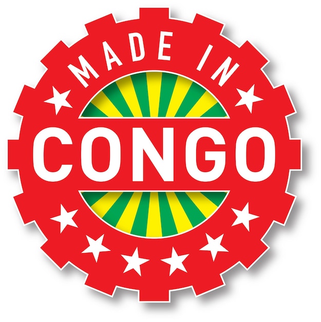 Hecho en sello de color de la bandera de Congo. Ilustración vectorial