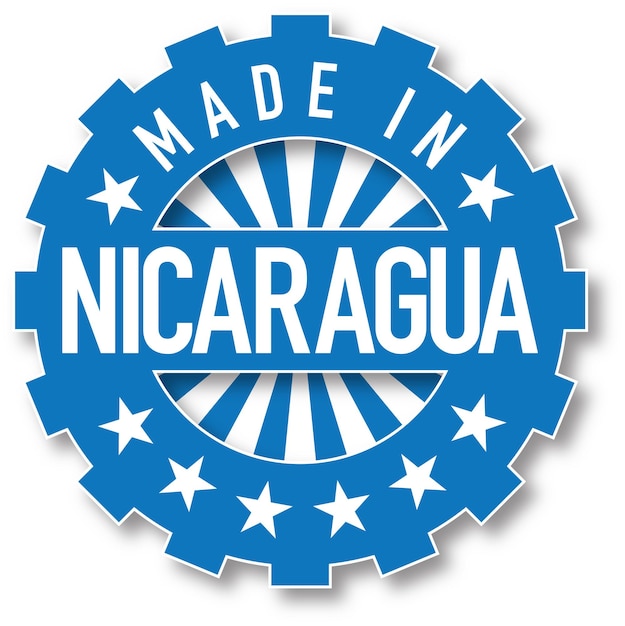 Hecho en sello de color de la bandera de Nicaragua. Ilustración vectorial