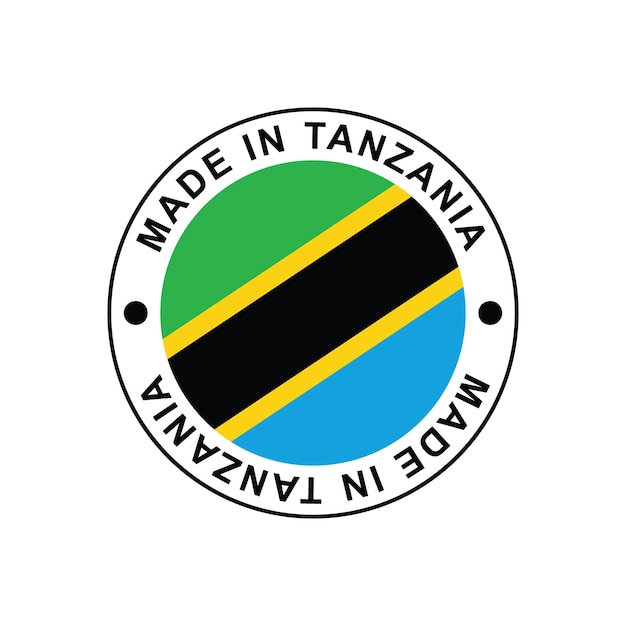 Hecho en Tanzania sello circular con bandera en ilustración vectorial de fondo blanco