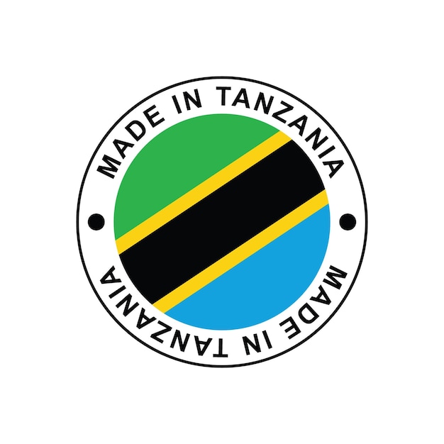 Hecho en Tanzania sello circular con bandera en ilustración vectorial de fondo blanco