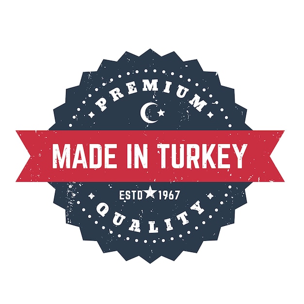 Hecho en turquía, insignia vintage, emblema, sello