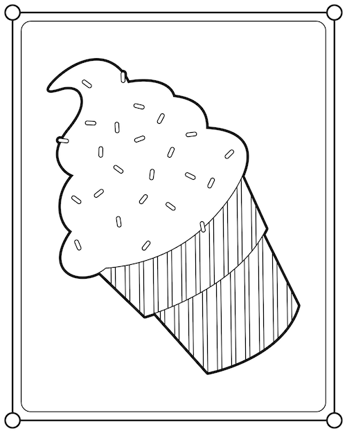 Helado adecuado para la ilustración de vector de página para colorear de los niños