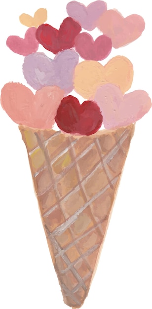El helado de amor de San Valentín es un clip de acuarela dibujado a mano.