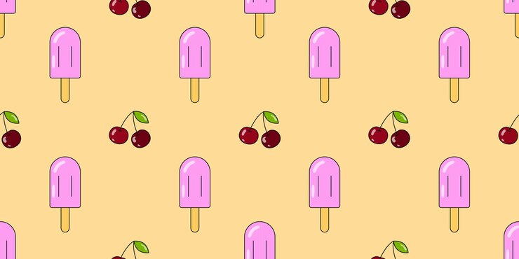 Vector helado y cereza de patrones sin fisuras