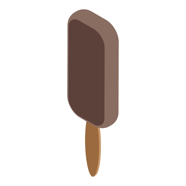 Helado de chocolate en un icono isométrico de palo