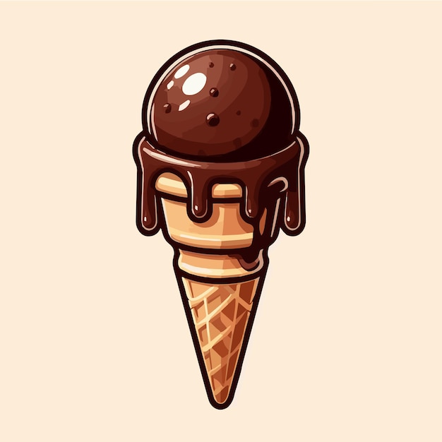 helado de chocolate vectorial en un cono