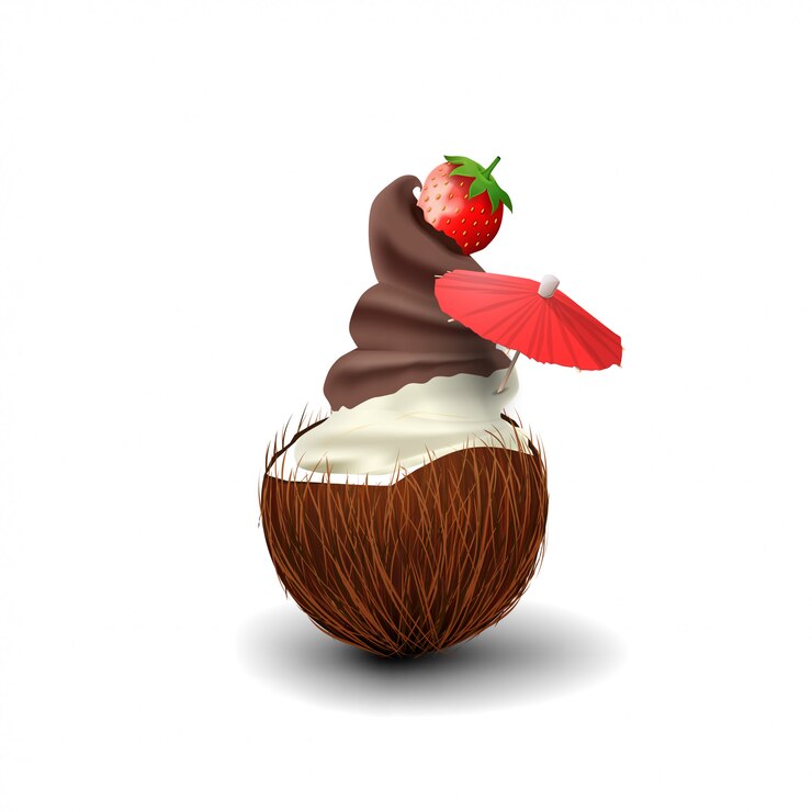 Vector helado en coco aislado