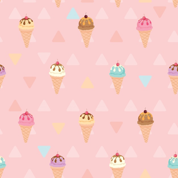 Helado de color rosa patrón