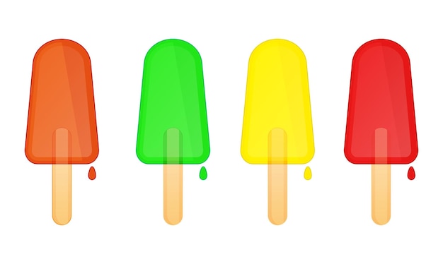 Helado de colores en un palo aislado sobre un fondo blanco Ilustración vectorial