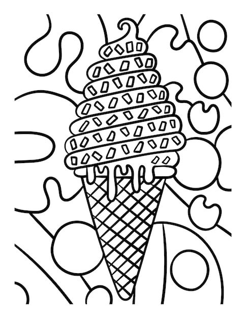 Helado En Cono Comida Dulce Página Para Colorear