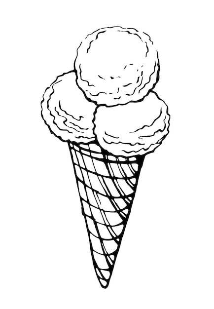 Helado en un cono de galleta Vector