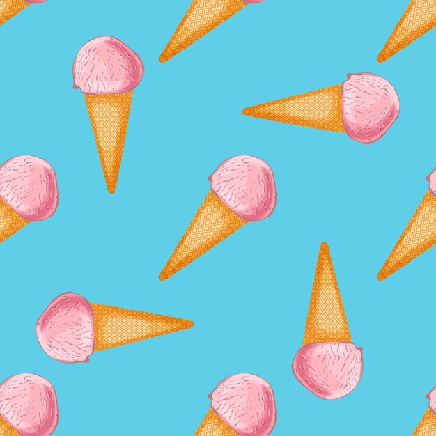 Helado de cono rosa patrón transparente de helado