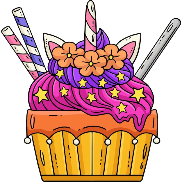 Helado con cuerno de unicornio Clipart de dibujos animados