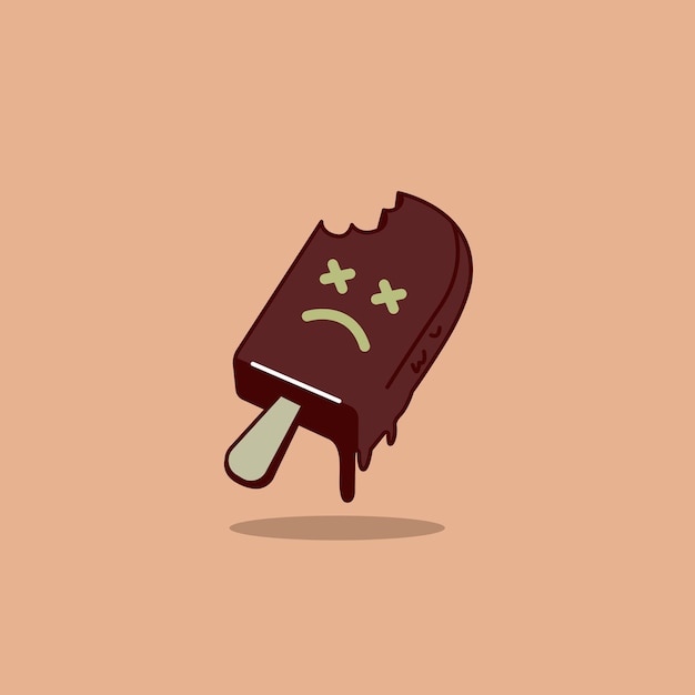 Vector helado derretido con vector de ilustración de emoticonos