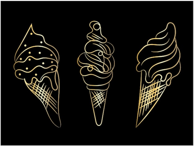 Helado dibujado a mano con ilustración de flores