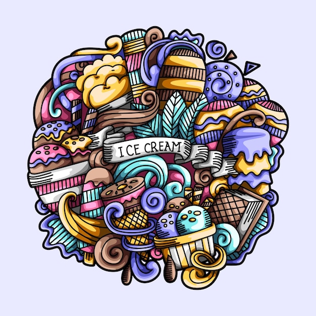 Helado Doodle Vector Elemento Colección Diseño Ilustraciones