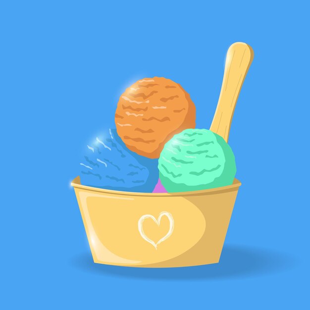 Vector helado ecológico colorido en vaso de papel