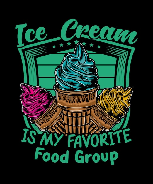 Vector el helado es mi alimento favorito grupo diseño de camiseta helado arte vectorial ilustración vectorial colorido