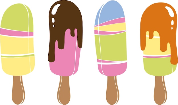 Vector helado en estilo abstracto sobre un fondo blanco comida dulce helado multicolor postre de verano