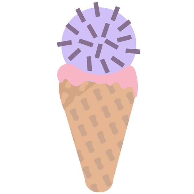 Helado en estilo de dibujos animados brillantes. Vector de helado en colores agradables aislado sobre fondo blanco.