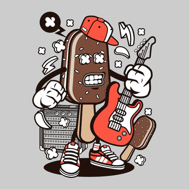 Helado estrella de rock de dibujos animados