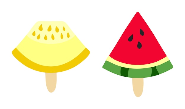 Helado en forma de trozo de sandía Melón en palo trozo triangular de fruta de verano Doodle