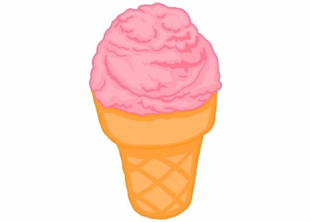 Helado de fresa con cono