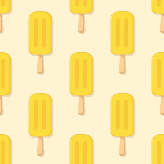 Helado de frutas vector de patrones sin fisuras Esquimal amarillo sobre fondo beige