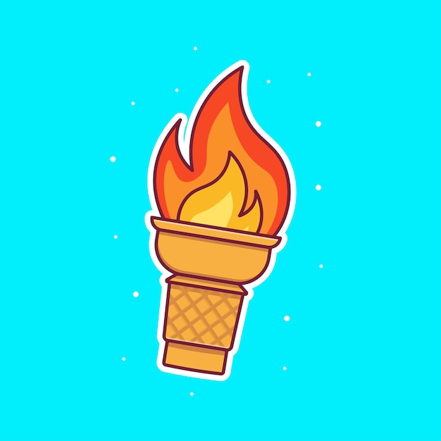 Helado fuego dibujos animados concepto vector icono aislado objeto