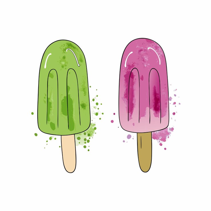 Vector helado de gelatina de acuarela helado de helado de frutas de verano helado de dulces fríos ilustración vectorial 10