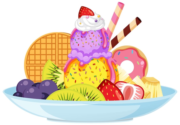 Helado de helado con ingredientes de frutas